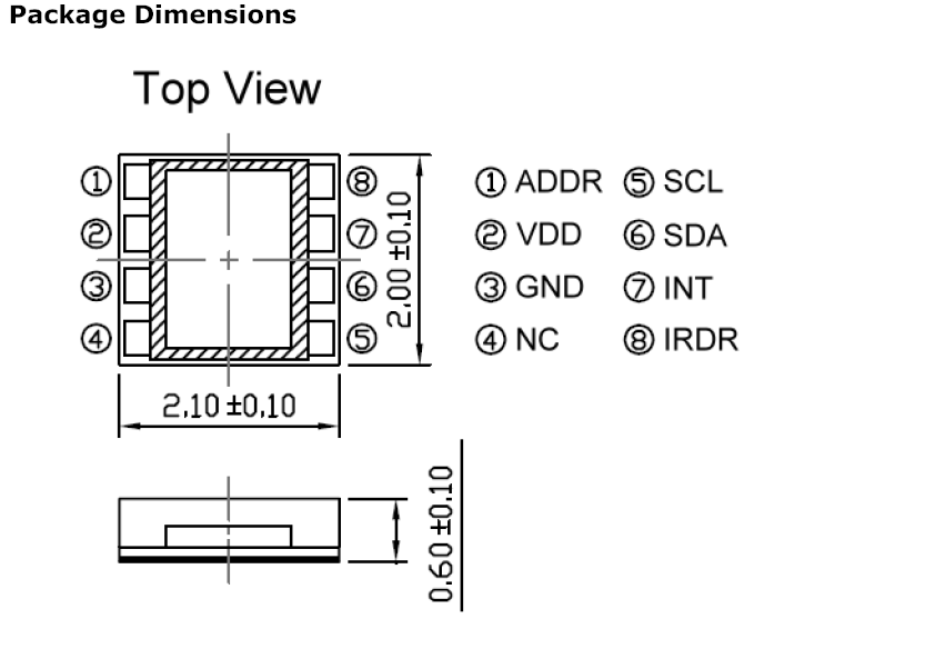 APS-16D25-11-DF8/TR8环境光距离传感器尺寸图