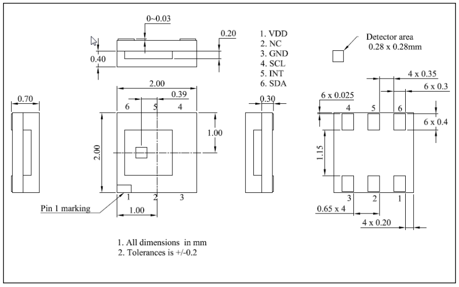 LTR-381RGB-MT光宝RGB颜色传感器外形尺寸