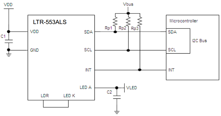 LTR-553ALS光宝环境光距离传感器应用电路