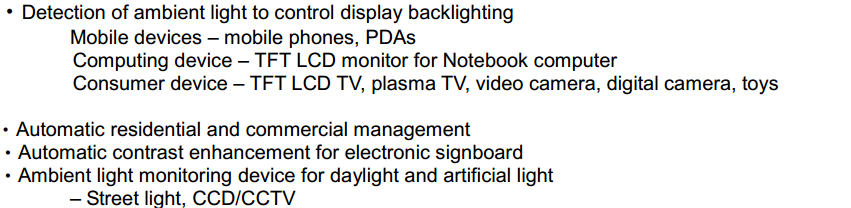 ALS-PDIC17-77C/TR8环境光线传感器应用
