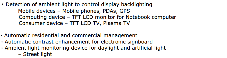 ALS-PDIC15-21B/TR8亿光贴片光传感器应用